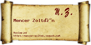 Mencer Zoltán névjegykártya